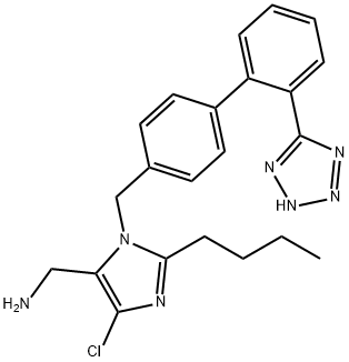 1H-Imidazole-5-methanamine, 2-butyl-4-chloro-1-[[2'-(2H-tetrazol-5-yl)[1,1'-biphenyl]-4-yl]methyl]- Struktur