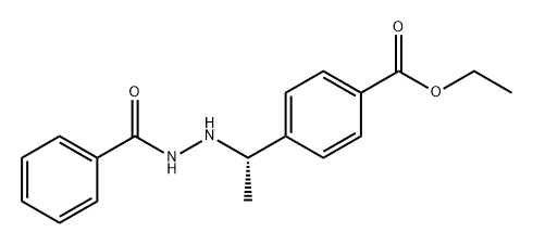 Benzoic acid, 4-[(1S)-1-(2-benzoylhydrazinyl)ethyl]-, ethyl ester Struktur