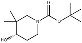 1-Piperidinecarboxylic acid, 4-hydroxy-3,3-dimethyl-, 1,1-dimethylethyl ester, (4S)- Struktur