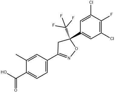 4-[(5S)-5-(3,5-Dichloro-4-fluorophenyl)-4,5-dihydro-5-(trifluoromethyl)-3-isoxazolyl]-2-methylbenzoic acid Struktur