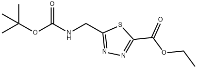 1,3,4-Thiadiazole-2-carboxylic acid, 5-[[[(1,1-dimethylethoxy)carbonyl]amino]methyl]-, ethyl ester Struktur