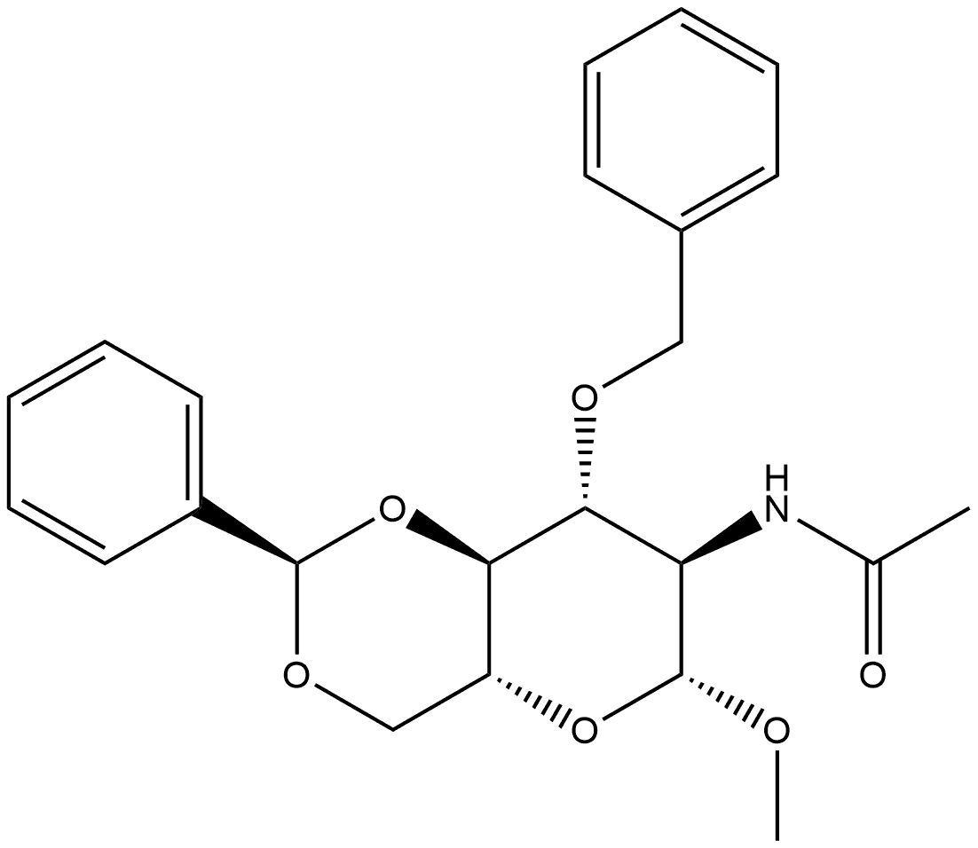 β-D-Glucopyranoside, methyl 2-(acetylamino)-2-deoxy-3-O-(phenylmethyl)-4,6-O-[(R)-phenylmethylene]- Struktur