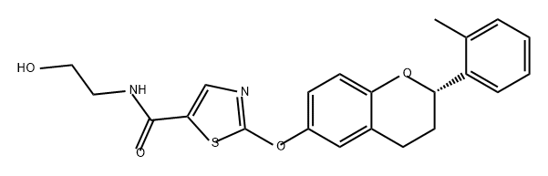 5-Thiazolecarboxamide, 2-[[(2S)-3,4-dihydro-2-(2-methylphenyl)-2H-1-benzopyran-6-yl]oxy]-N-(2-hydroxyethyl)- Structure