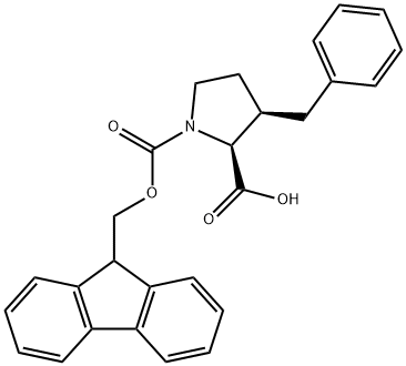 1,2-Pyrrolidinedicarboxylic acid, 3-(phenylmethyl)-, 1-(9H-fluoren-9-ylmethyl) ester, (2S,3R)- Struktur