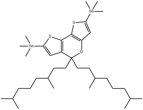 Stannane, 1,1'-[5,5-bis(3,7-dimethyloctyl)-5H-dithieno[3,2-b:2',3'-d]pyran-2,7-diyl]bis[1,1,1-trimethyl- Struktur