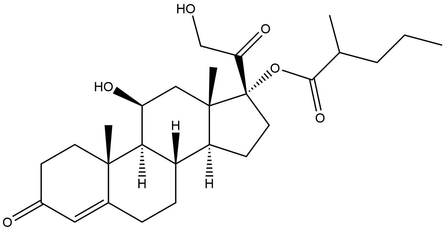 (11β)-11,21-Dihydroxy-17-[(2-methyl-1-oxopentyl)oxy]pregn-4-ene-3,20-dione Struktur