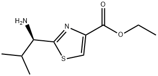 4-Thiazolecarboxylic acid, 2-[(1R)-1-amino-2-methylpropyl]-, ethyl ester Struktur