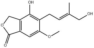 1(3H)-Isobenzofuranone, 4-hydroxy-5-(4-hydroxy-3-methyl-2-butenyl)-6-methoxy-, (E)- (9CI) Struktur