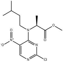 Alanine, N-(2-chloro-5-nitro-4-pyrimidinyl)-N-(3-methylbutyl)-, methyl ester Struktur