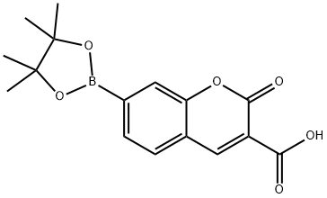 2H-1-Benzopyran-3-carboxylic acid, 2-oxo-7-(4,4,5,5-tetramethyl-1,3,2-dioxaborolan-2-yl)- Struktur