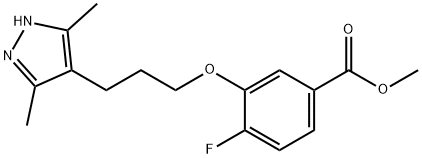 Benzoic acid, 3-[3-(3,5-dimethyl-1H-pyrazol-4-yl)propoxy]-4-fluoro-, methyl ester Struktur