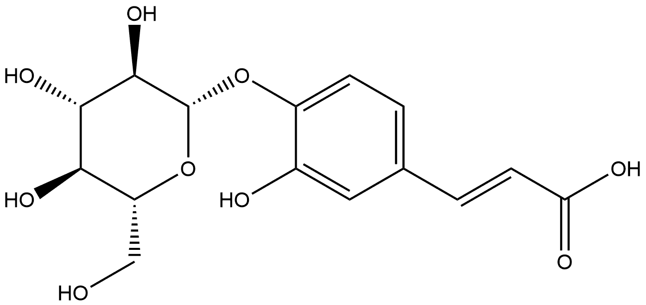 2-Propenoic acid, 3-[4-(β-D-glucopyranosyloxy)-3-hydroxyphenyl]-, (2E)- Struktur