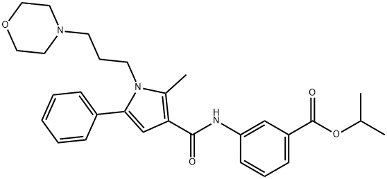 Benzoic acid, 3-[[[2-methyl-1-[3-(4-morpholinyl)propyl]-5-phenyl-1H-pyrrol-3-yl]carbonyl]amino]-, 1-methylethyl ester Struktur