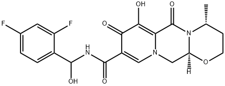 2H-Pyrido[1',2':4,5]pyrazino[2,1-b][1,3]oxazine-9-carboxamide, N-[(2,4-difluorophenyl)hydroxymethyl]-3,4,6,8,12,12a-hexahydro-7-hydroxy-4-methyl-6,8-dioxo-, (4R,12aS)- Struktur