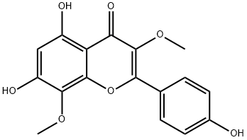 4H-1-Benzopyran-4-one, 5,7-dihydroxy-2-(4-hydroxyphenyl)-3,8-dimethoxy- Struktur