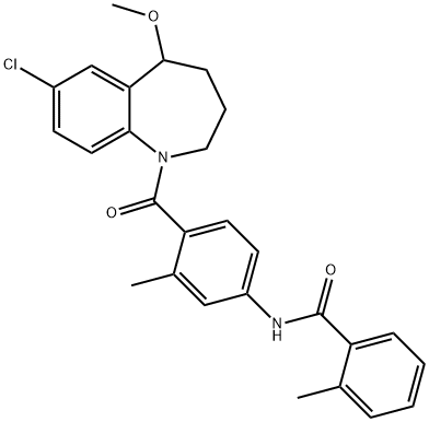 Benzamide, N-[4-[(7-chloro-2,3,4,5-tetrahydro-5-methoxy-1H-1-benzazepin-1-yl)carbonyl]-3-methylphenyl]-2-methyl- Struktur