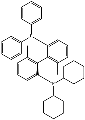 (S)-Dicyclohexyl(2'-(diphenylphosphino)-6,6'-dimethyl-[1,1'-biphenyl]-2-yl)phosphine Struktur