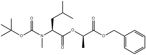 L-Leucine, N-[(1,1-dimethylethoxy)carbonyl]-N-methyl-, (1R)-1-methyl-2-oxo-2-(phenylmethoxy)ethyl ester Struktur