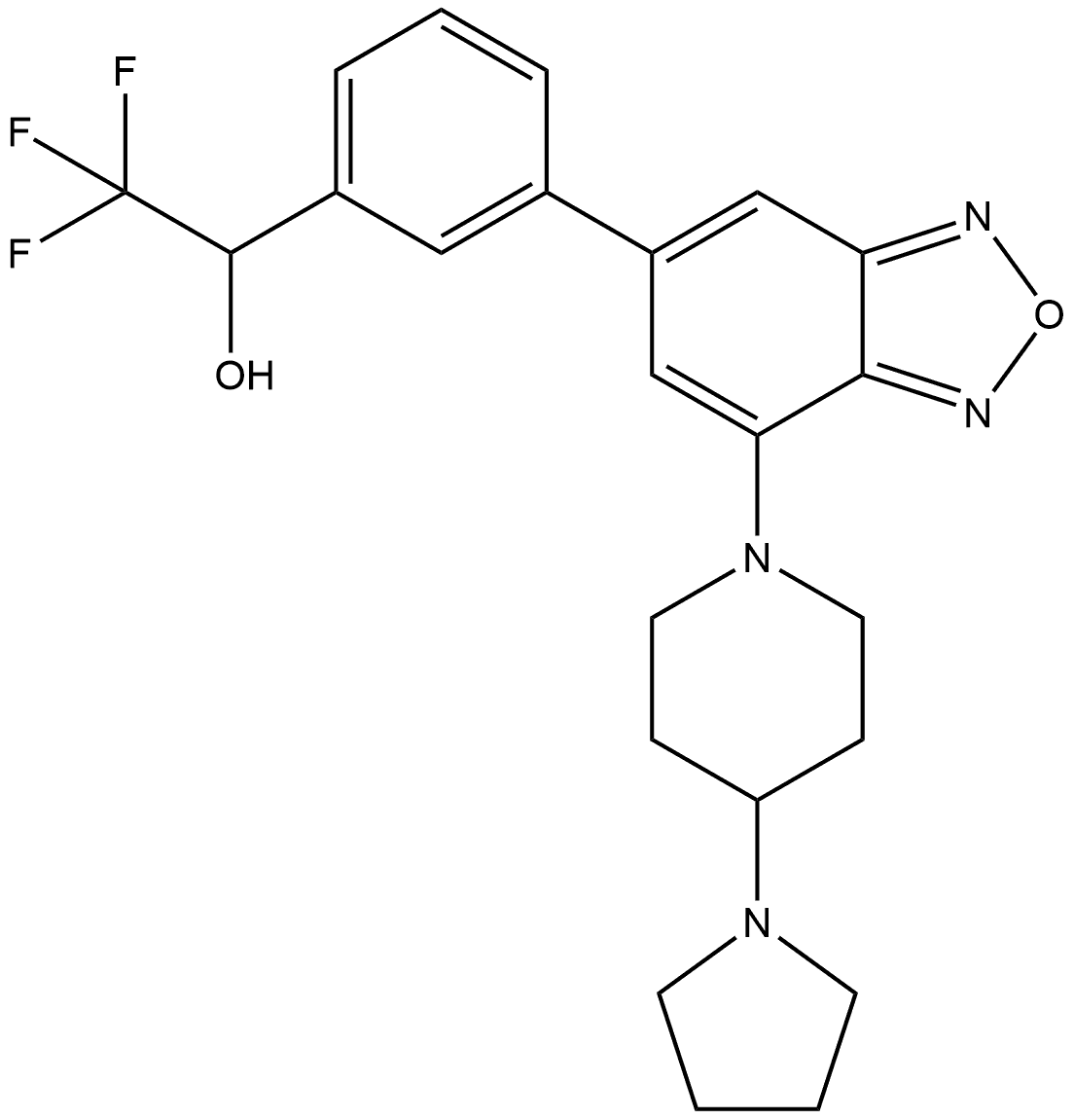 3-[7-[4-(1-Pyrrolidinyl)-1-piperidinyl]-2,1,3-benzoxadiazol-5-yl]-α-(trifluoromethyl)benzenemethanol Struktur