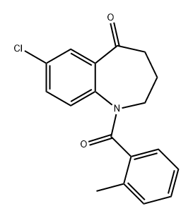 5H-1-Benzazepin-5-one, 7-chloro-1,2,3,4-tetrahydro-1-(2-methylbenzoyl)- Struktur