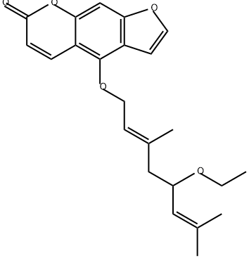 7H-Furo[3,2-g][1]benzopyran-7-one, 4-[[(2E)-5-ethoxy-3,7-dimethyl-2,6-octadien-1-yl]oxy]- Struktur