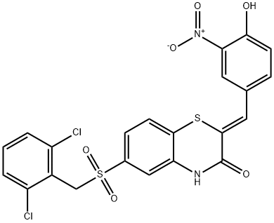 2H-1,4-Benzothiazin-3(4H)-one, 6-[[(2,6-dichlorophenyl)methyl]sulfonyl]-2-[(4-hydroxy-3-nitrophenyl)methylene]-, (2Z)- Struktur