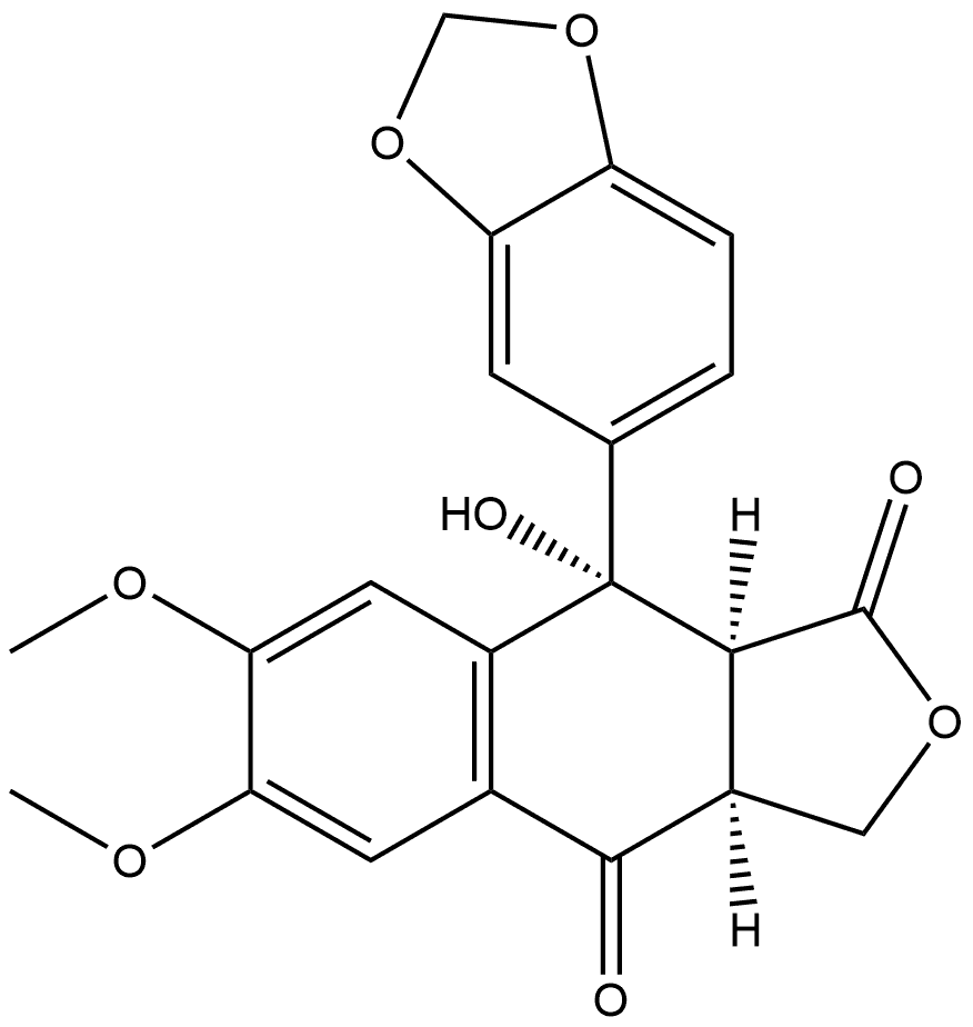 Naphtho[2,3-c]furan-1,4-dione, 9-(1,3-benzodioxol-5-yl)-3,3a,9,9a-tetrahydro-9-hydroxy-6,7-dimethoxy-, [3aS-(3aα,9α,9aα)]- (9CI)