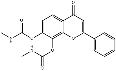 4H-1-Benzopyran-4-one, 7,8-bis[[(methylamino)carbonyl]oxy]-2-phenyl- Struktur