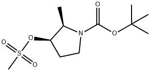 1-Pyrrolidinecarboxylic acid, 2-methyl-3-[(methylsulfonyl)oxy]-, 1,1-dimethylethyl ester, (2R,3R)- Struktur