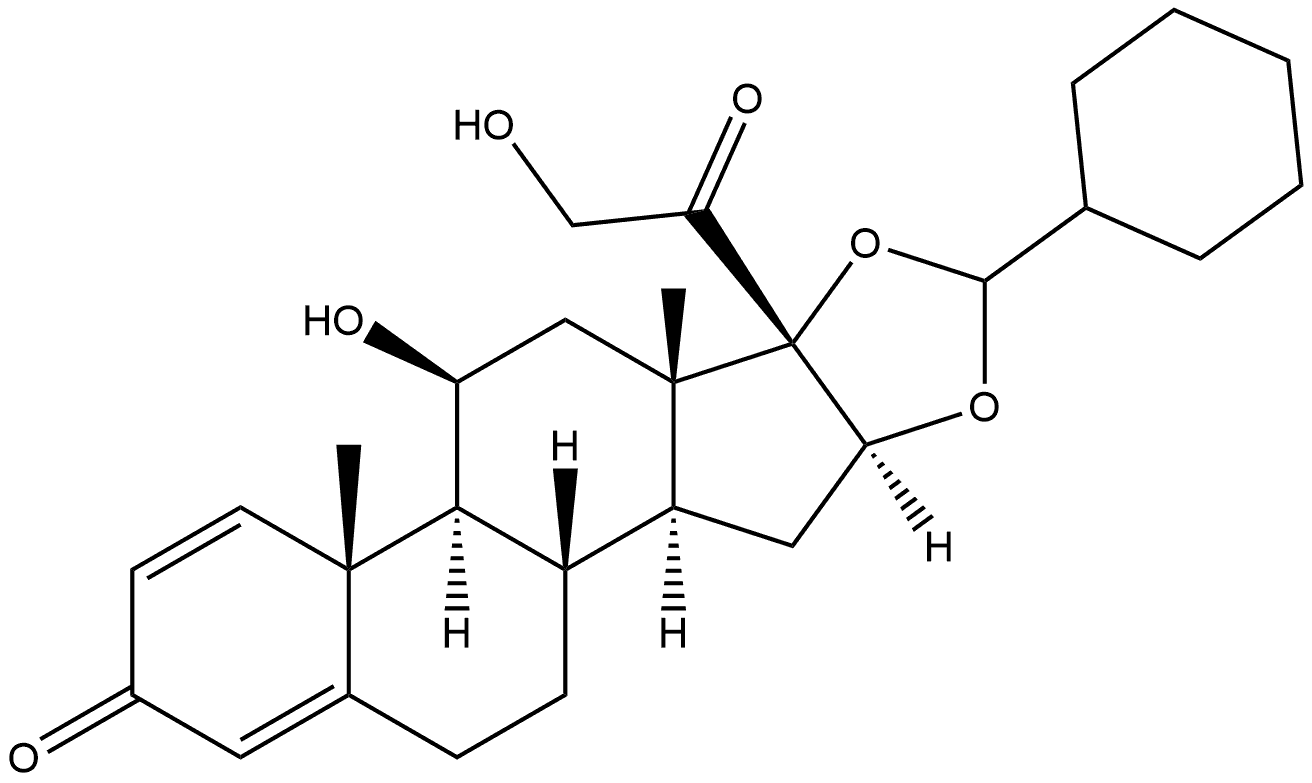 Pregna-1,4-diene-3,20-dione, 16,17-[[(S)-cyclohexylmethylene]bis(oxy)]-11,21-dihydroxy-, (11β,16α)- Struktur