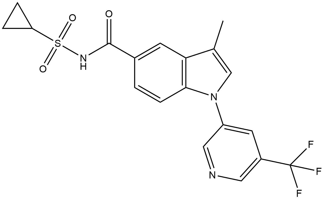 N-(Cyclopropylsulfonyl)-3-methyl-1-[5-(trifluoromethyl)-3-pyridinyl]-1H-indole-5-carboxamide Struktur