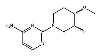 4-Pyrimidinamine, 2-[(3R,4S)-3-fluoro-4-methoxy-1-piperidinyl]- Structure