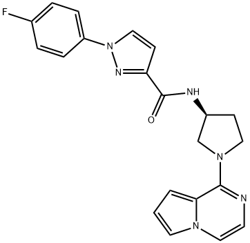 1H-Pyrazole-3-carboxamide, 1-(4-fluorophenyl)-N-[(3S)-1-pyrrolo[1,2-a]pyrazin-1-yl-3-pyrrolidinyl]- Struktur