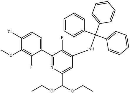 4-Pyridinamine, 2-(4-chloro-2-fluoro-3-methoxyphenyl)-6-(diethoxymethyl)-3-fluoro-N-(triphenylmethyl)- Struktur