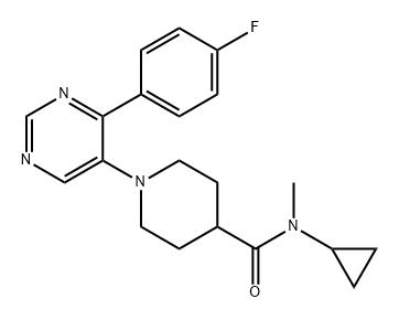 4-Piperidinecarboxamide, N-cyclopropyl-1-[4-(4-fluorophenyl)-5-pyrimidinyl]-N-methyl- Struktur