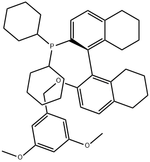 (1R)-Dicyclohexyl(2'-((3,5-dimethoxybenzyl)oxy)-5,5',6,6',7,7',8,8'-octahydro-[1,1'-binaphthalen]-2-yl)phosphine Struktur