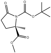 1,2-Pyrrolidinedicarboxylic acid, 2-methyl-5-oxo-, 1-(1,1-dimethylethyl) 2-methyl ester, (2R)- Struktur