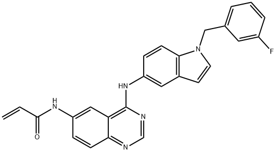 2-Propenamide, N-[4-[[1-[(3-fluorophenyl)methyl]-1H-indol-5-yl]amino]-6-quinazolinyl]- Struktur