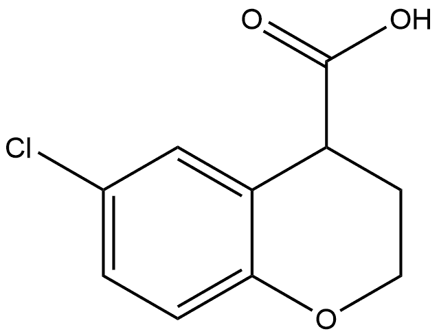 (-)-6-Chloro-3,4-dihydro-2H-1-benzopyran-4-carboxylic acid Struktur