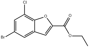 5-Bromo-7-chloro-benzofuran-2-carboxylic acid ethyl ester Struktur