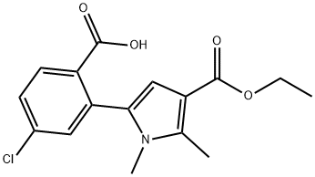 1H-Pyrrole-3-carboxylic acid, 5-(2-carboxy-5-chlorophenyl)-1,2-dimethyl-, 3-ethyl ester Struktur