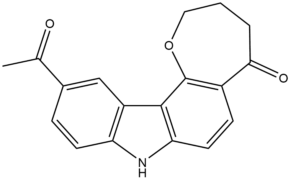 11-Acetyl-2,3,4,8-tetrahydro-5H-oxepino[3,2-c]carbazol-5-one Struktur