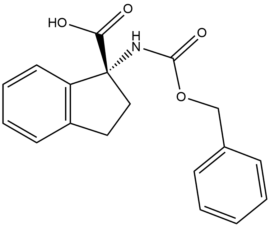 1H-Indene-1-carboxylic acid, 2,3-dihydro-1-[[(phenylmethoxy)carbonyl]amino]-, (R)- Struktur