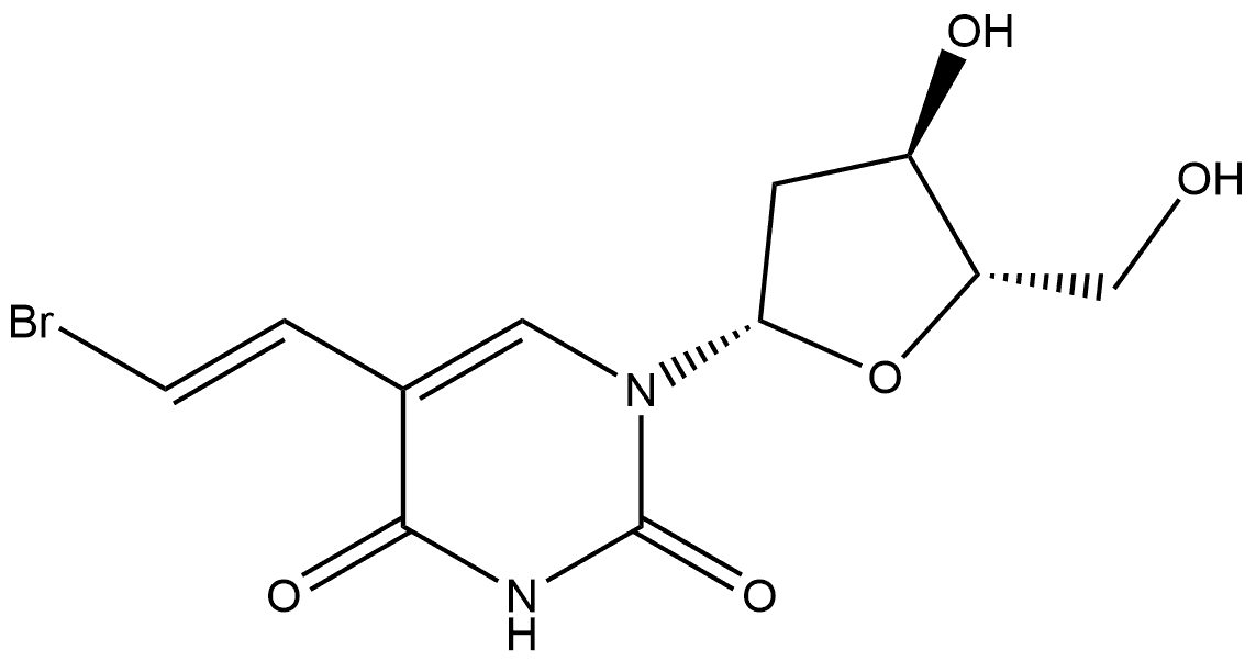 2,4(1H,3H)-Pyrimidinedione, 5-[(1E)-2-bromoethenyl]-1-(2-deoxy-β-L-erythro-pentofuranosyl)- Struktur