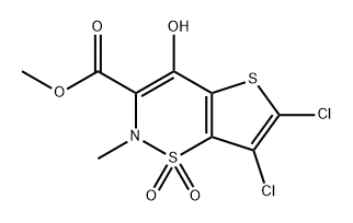 2H-Thieno[2,3-e]-1,2-thiazine-3-carboxylic acid, 6,7-dichloro-4-hydroxy-2-methyl-, methyl ester, 1,1-dioxide Struktur