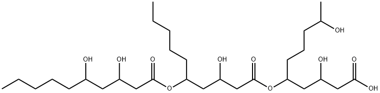 Decanoic acid, 5-[(3,5-dihydroxy-1-oxodecyl)oxy]-3-hydroxy-, 1-(3-carboxy-2-hydroxypropyl)-5-hydroxyhexyl ester (9CI) Struktur