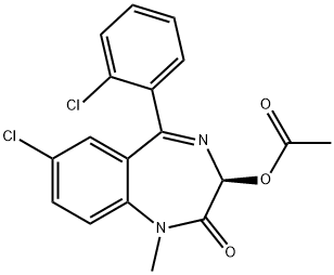 2H-1,4-Benzodiazepin-2-one, 3-(acetyloxy)-7-chloro-5-(2-chlorophenyl)-1,3-dihydro-1-methyl-, (3S)- Struktur