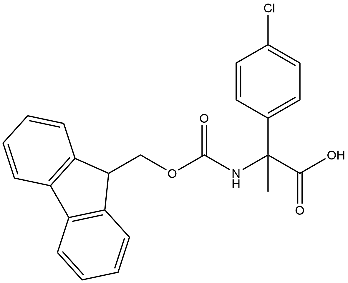 Benzeneacetic acid, 4-chloro-α-[[(9H-fluoren-9-ylmethoxy)carbonyl]amino]-α-methyl- Struktur