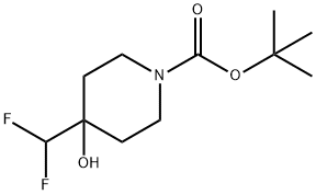 1-Piperidinecarboxylic acid, 4-(difluoromethyl)-4-hydroxy-, 1,1-dimethylethyl ester Struktur