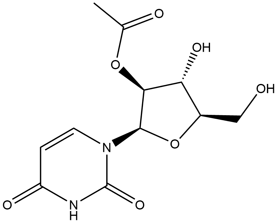 2,4(1H,3H)-Pyrimidinedione, 1-(2-O-acetyl-β-D-arabinofuranosyl)- Struktur